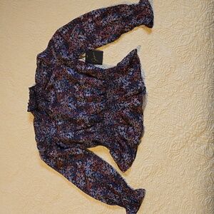 Multi Floral Long-Sleeve Blouse